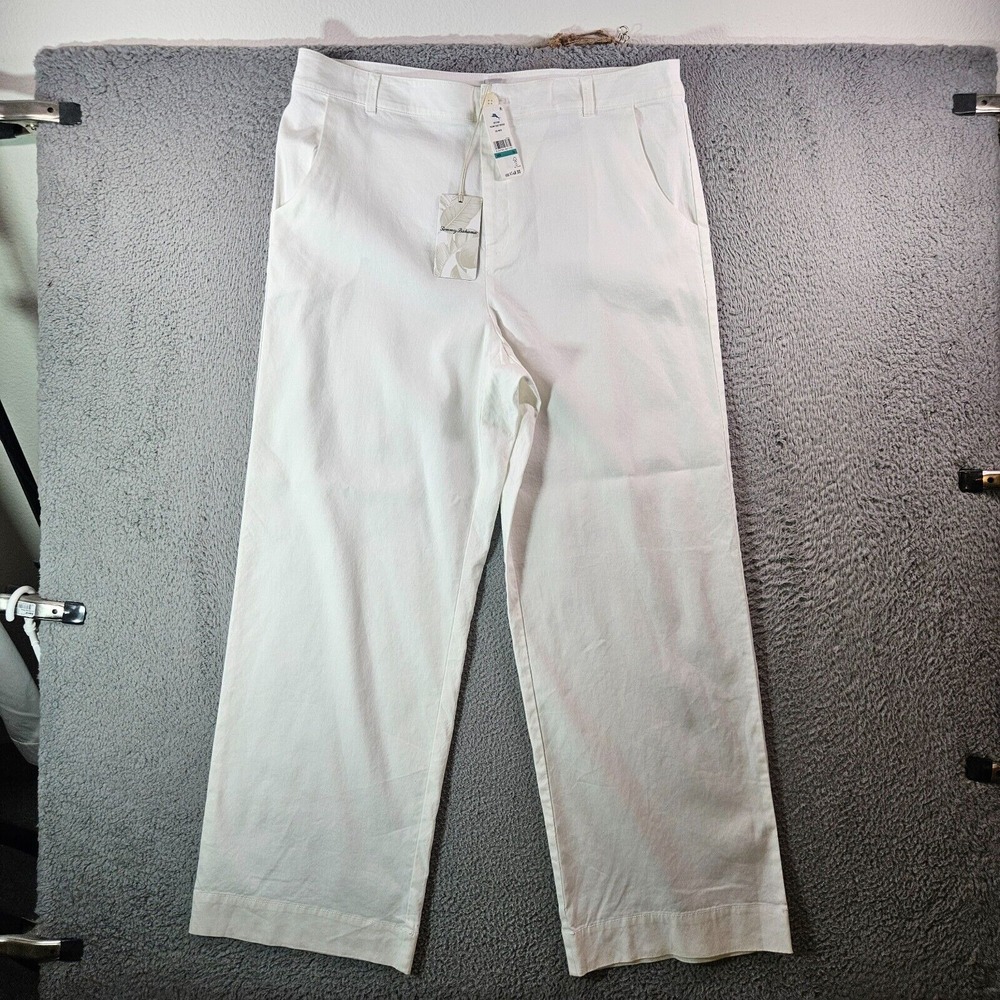 NWT $148 Tommy Bahama‎ Paloma Coast Pants Women 16 Wide Leg Linen Blend White